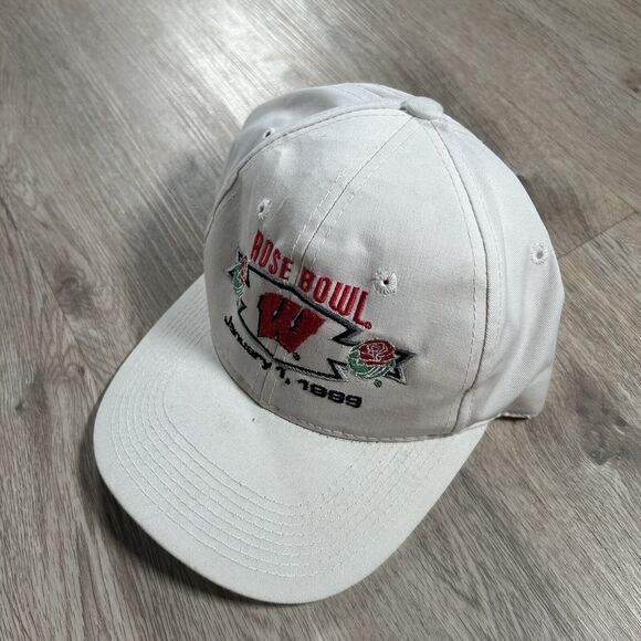 Vintage 1999 Wisconsin Badgers Hat Snapback College‎ Football Headmaster White - Picture 7 of 8